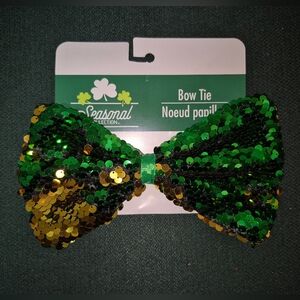 Reversible Gold and Green Sequin Bow Tie
